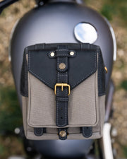 GOLDTOP CANVAS & LEATHER TANK BAG - SMALL - SLATE GREY & BLACK