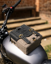 GOLDTOP CANVAS & LEATHER TANK BAG - LARGE - SLATE GREY & BLACK