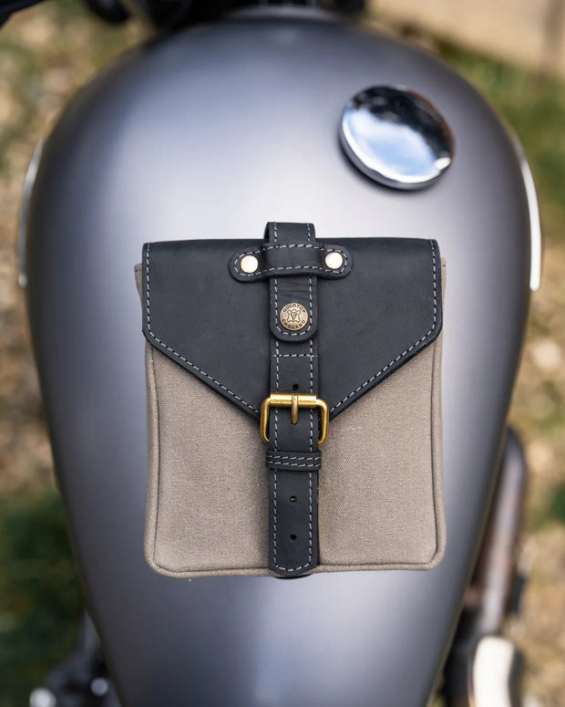 GOLDTOP CANVAS & LEATHER TANK BAG - SMALL - SLATE GREY & BLACK