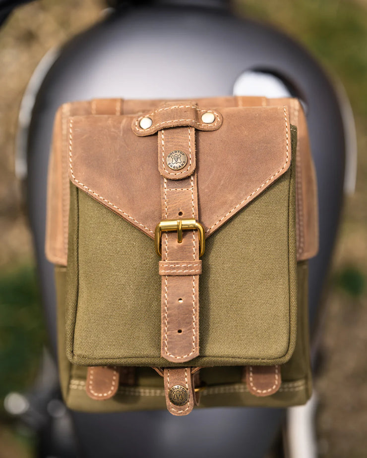 GOLDTOP CANVAS & LEATHER TANK BAG - LARGE - OLIVE GREEN & LIGHT TAN