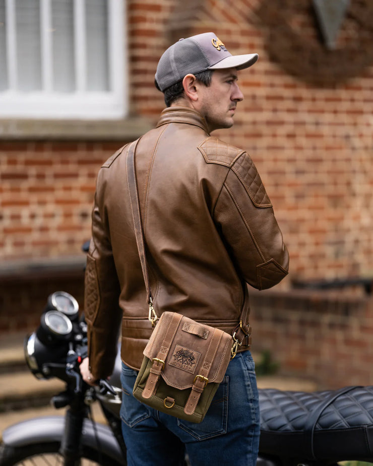 GOLDTOP CANVAS & LEATHER TANK BAG - LARGE - OLIVE GREEN & LIGHT TAN