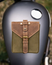 GOLDTOP CANVAS & LEATHER TANK BAG - SMALL - OLIVE GREEN & LIGHT TAN