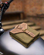 GOLDTOP CANVAS & LEATHER TANK BAG - SMALL - OLIVE GREEN & LIGHT TAN