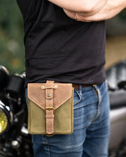 GOLDTOP CANVAS & LEATHER TANK BAG - SMALL - OLIVE GREEN & LIGHT TAN