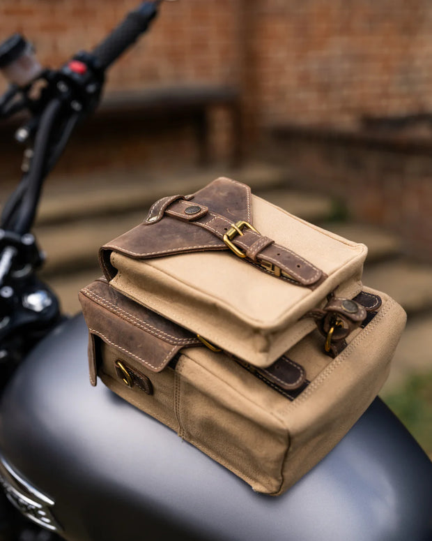 GOLDTOP CANVAS & LEATHER TANK BAG - SMALL - SAHARA & TOBACCO