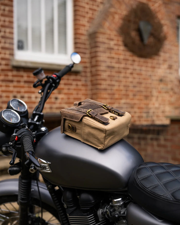 GOLDTOP CANVAS & LEATHER TANK BAG - LARGE - SAHARA & TOBACCO