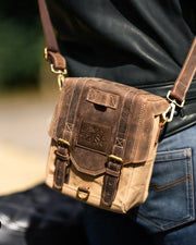 GOLDTOP CANVAS & LEATHER TANK BAG - LARGE - SAHARA & TOBACCO