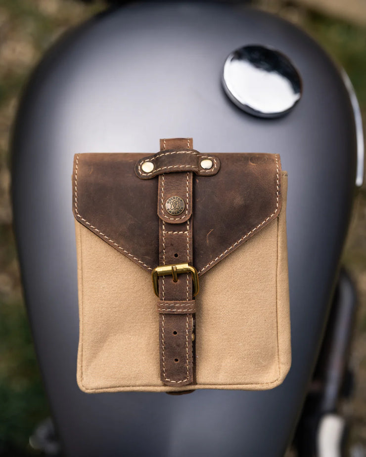 GOLDTOP CANVAS & LEATHER TANK BAG - SMALL - SAHARA & TOBACCO