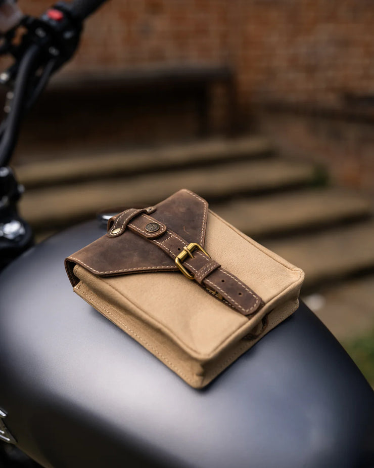 GOLDTOP CANVAS & LEATHER TANK BAG - SMALL - SAHARA & TOBACCO