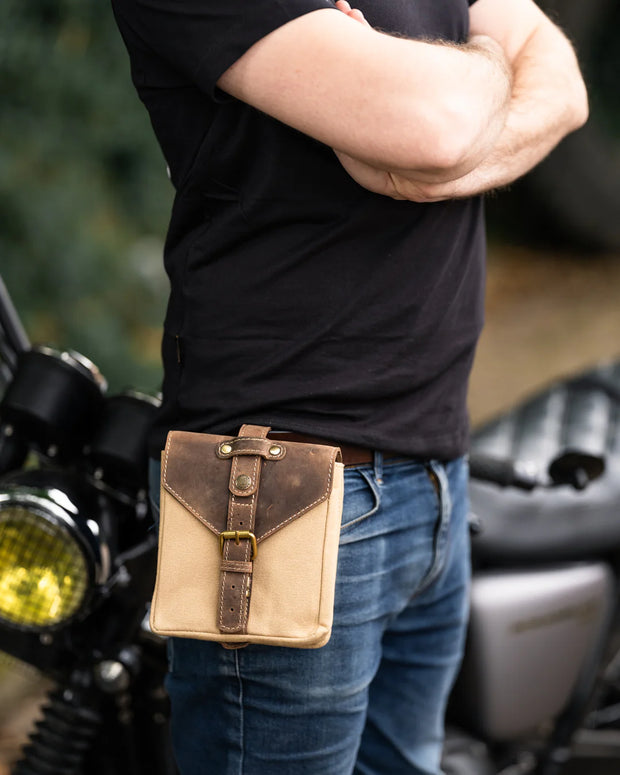 GOLDTOP CANVAS & LEATHER TANK BAG - SMALL - SAHARA & TOBACCO