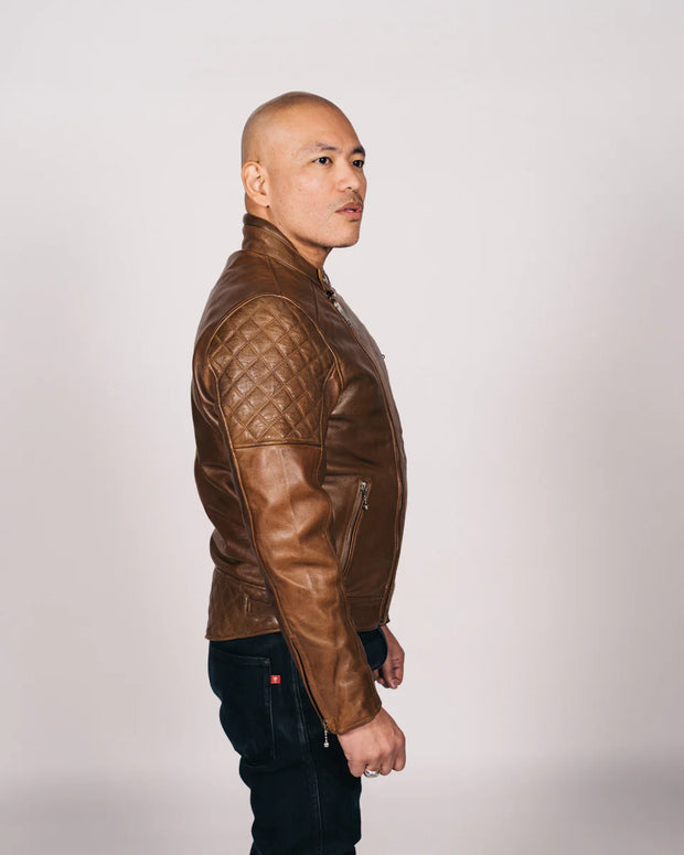 GOLDTOP BOBBER JACKET (CE ARMOURED) - WAXED BROWN