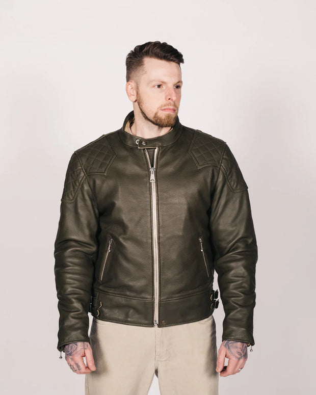 GOLDTOP '76 CAFE RACER JACKET (CE ARMOURED) - OLIVE GREEN