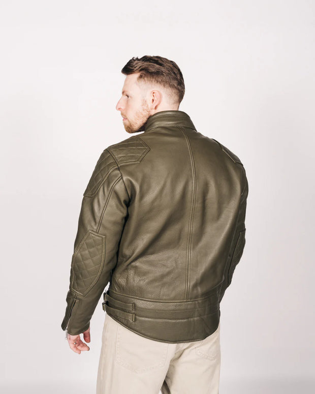 GOLDTOP '76 CAFE RACER JACKET (CE ARMOURED) - OLIVE GREEN