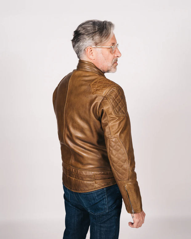 GOLDTOP '76 CAFE RACER JACKET (CE ARMOURED) - WAXED BROWN