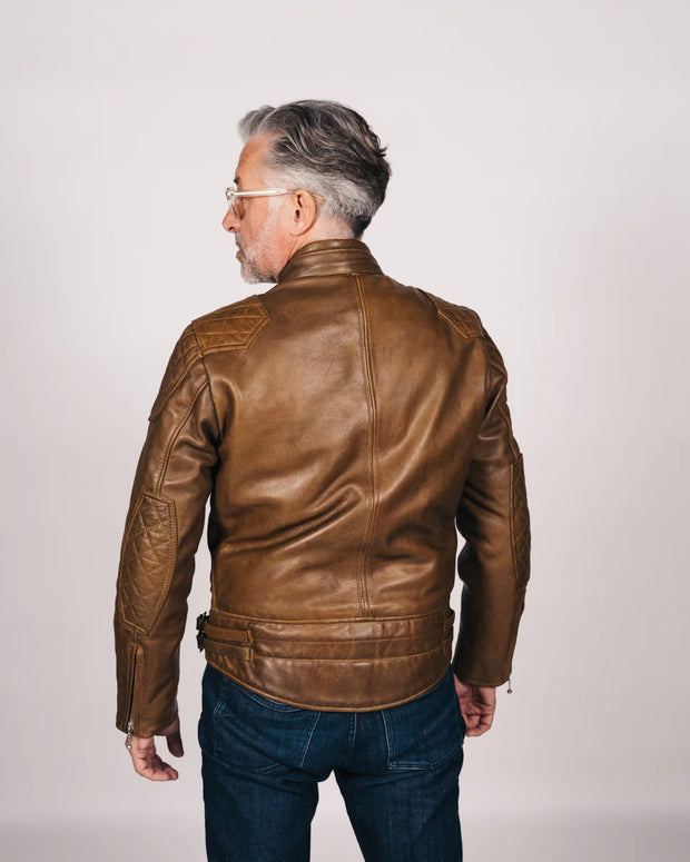 GOLDTOP '76 CAFE RACER JACKET (CE ARMOURED) - WAXED BROWN