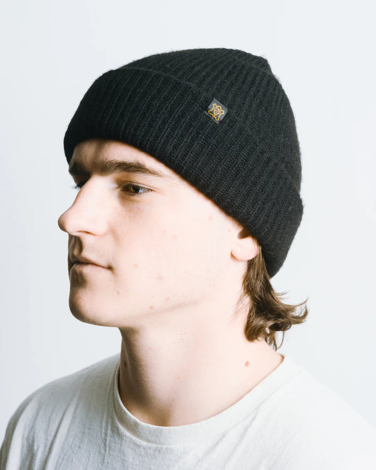 GOLDTOP 100% MERINO WOOL MECHANIC'S HAT/TOQUE/BEANIE - BLACK