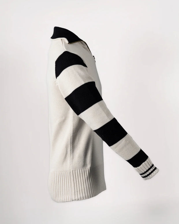 GOLDTOP 1920'S MOTORCYCLE RACING SWEATER - ECRU/BLACK STRIPE