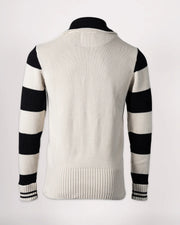 GOLDTOP 1920'S MOTORCYCLE RACING SWEATER - ECRU/BLACK STRIPE