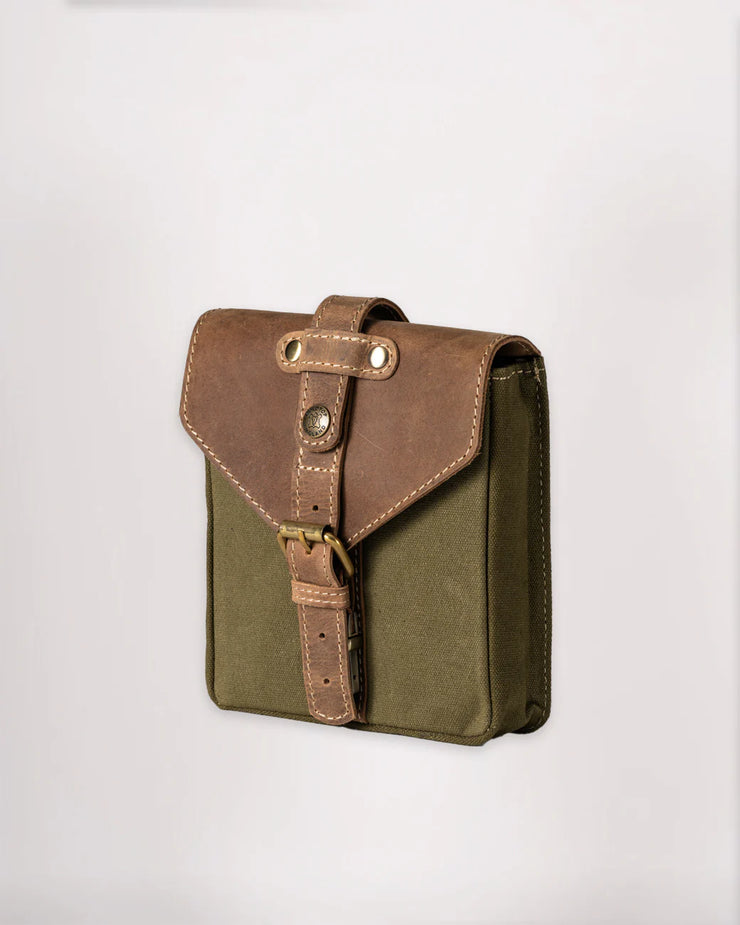 GOLDTOP CANVAS & LEATHER TANK BAG - SMALL - OLIVE GREEN & LIGHT TAN