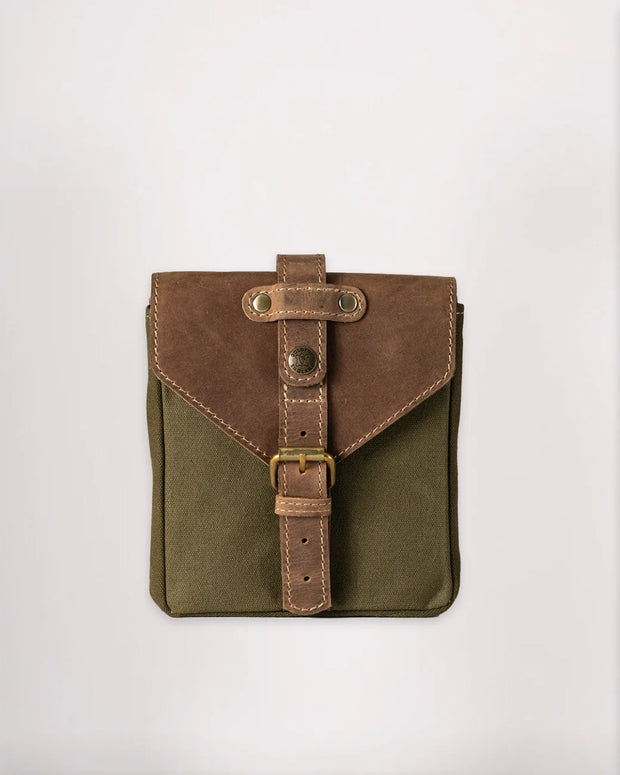 GOLDTOP CANVAS & LEATHER TANK BAG - SMALL - OLIVE GREEN & LIGHT TAN