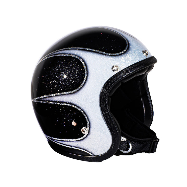 70's JET HELMET - SUPERFLAKES COLLECTION - SCALLOPS BLACK & WHITE