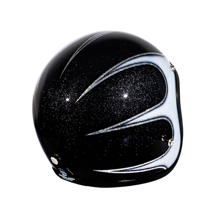 70's JET HELMET - SUPERFLAKES COLLECTION - SCALLOPS BLACK & WHITE