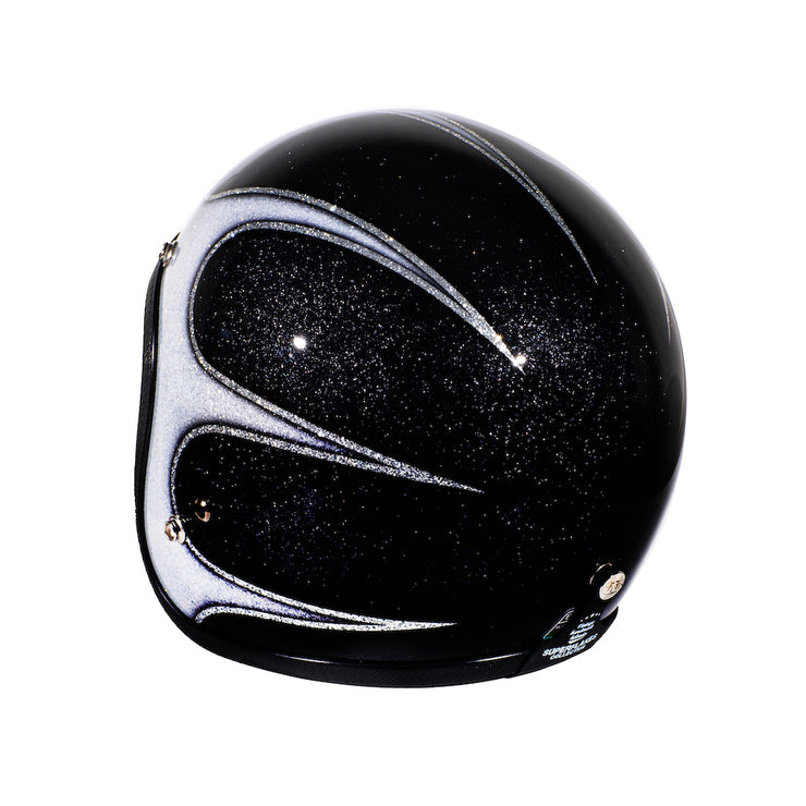 70's JET HELMET - SUPERFLAKES COLLECTION - SCALLOPS BLACK & WHITE