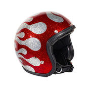 70's JET HELMET - SUPERFLAKES COLLECTION - FLAMES SILVER & RED