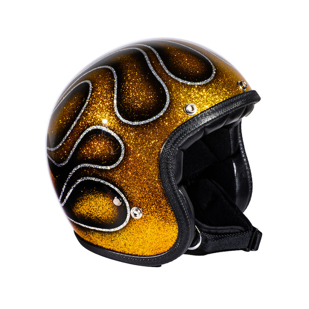 70's JET HELMET - SUPERFLAKES COLLECTION - FLAMES GOLD