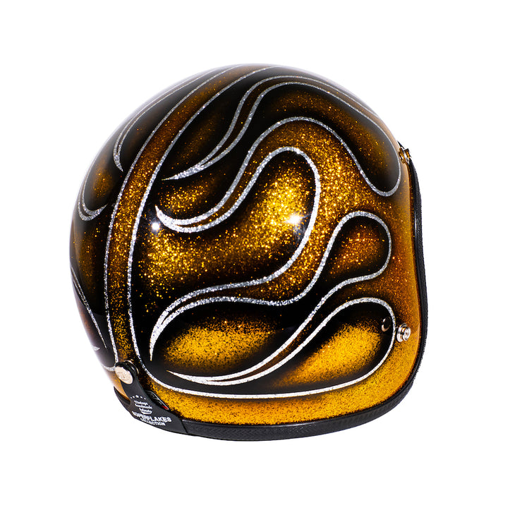 70's JET HELMET - SUPERFLAKES COLLECTION - FLAMES GOLD