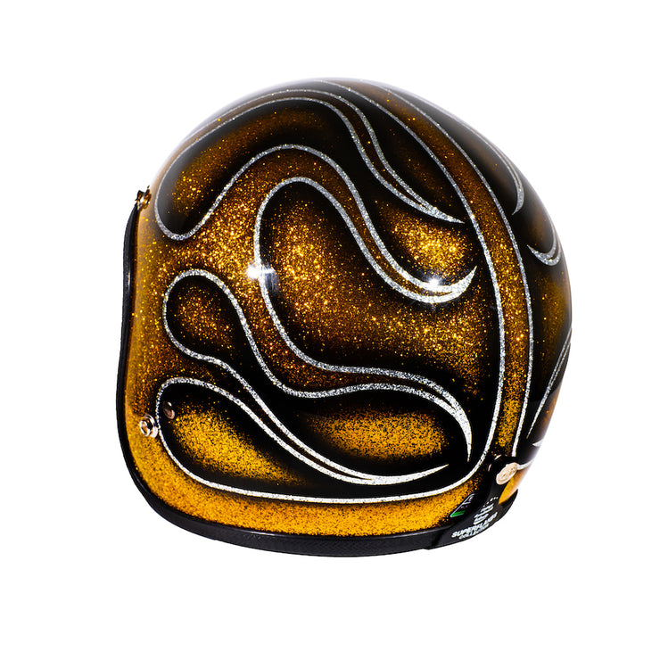 70's JET HELMET - SUPERFLAKES COLLECTION - FLAMES GOLD