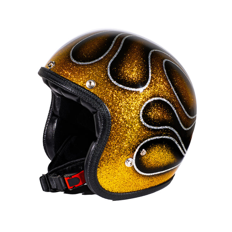 70's JET HELMET - SUPERFLAKES COLLECTION - FLAMES GOLD