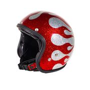 70's JET HELMET - SUPERFLAKES COLLECTION - FLAMES SILVER & RED