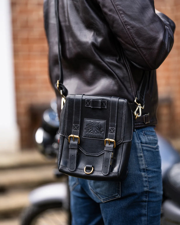 GOLDTOP LEATHER TANK BAG - LARGE - BLACK VEG TANNED