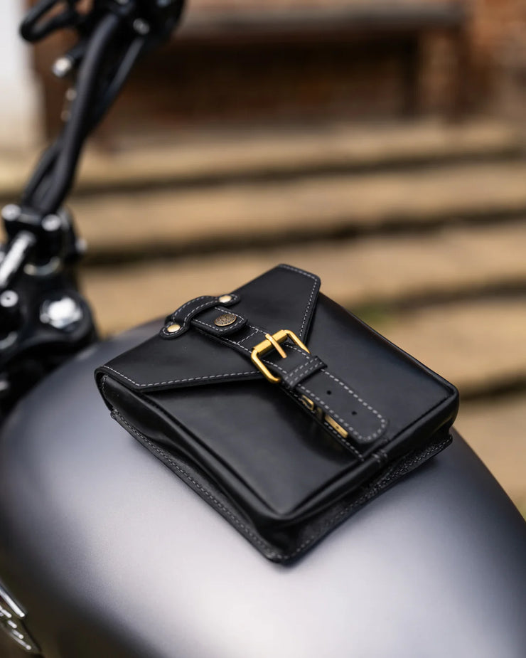 GOLDTOP LEATHER TANK BAG - SMALL - BLACK VEG TANNED