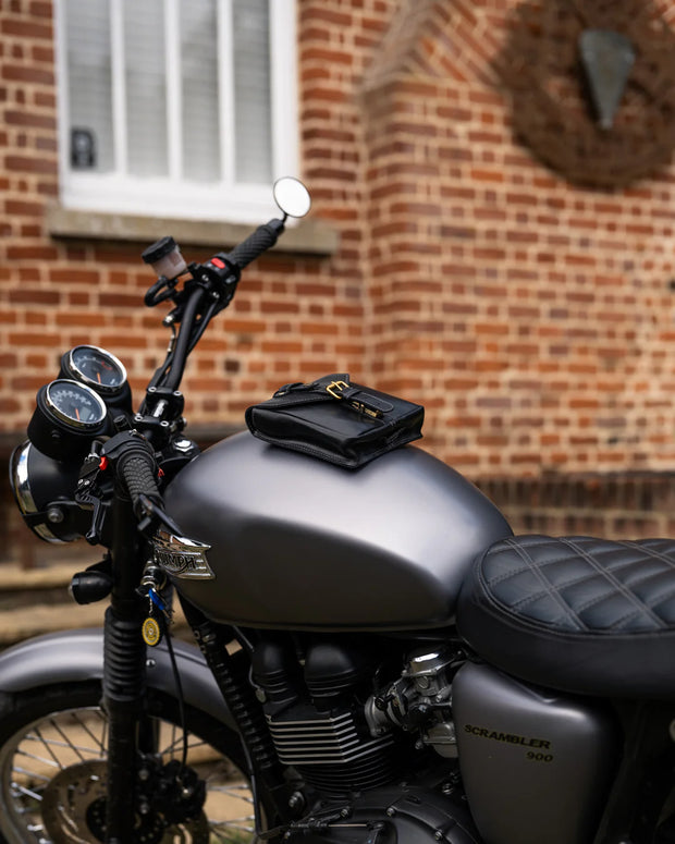 GOLDTOP LEATHER TANK BAG - SMALL - BLACK VEG TANNED