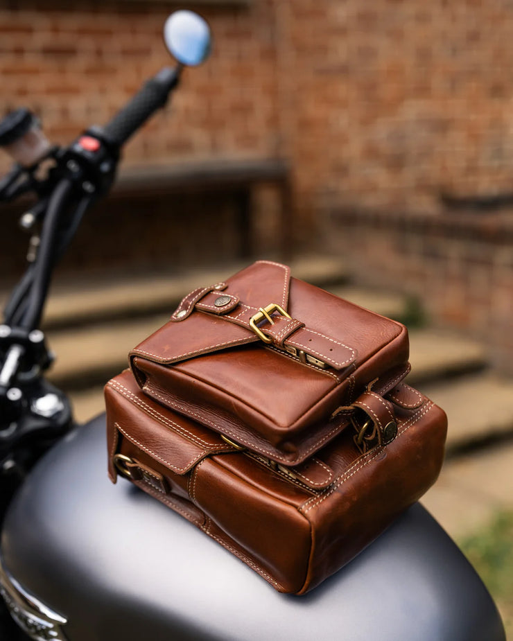 GOLDTOP LEATHER TANK BAG - SMALL - BROWN VEG TANNED