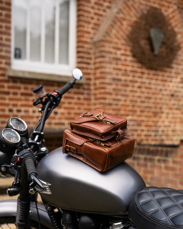 GOLDTOP LEATHER TANK BAG - SMALL - BROWN VEG TANNED