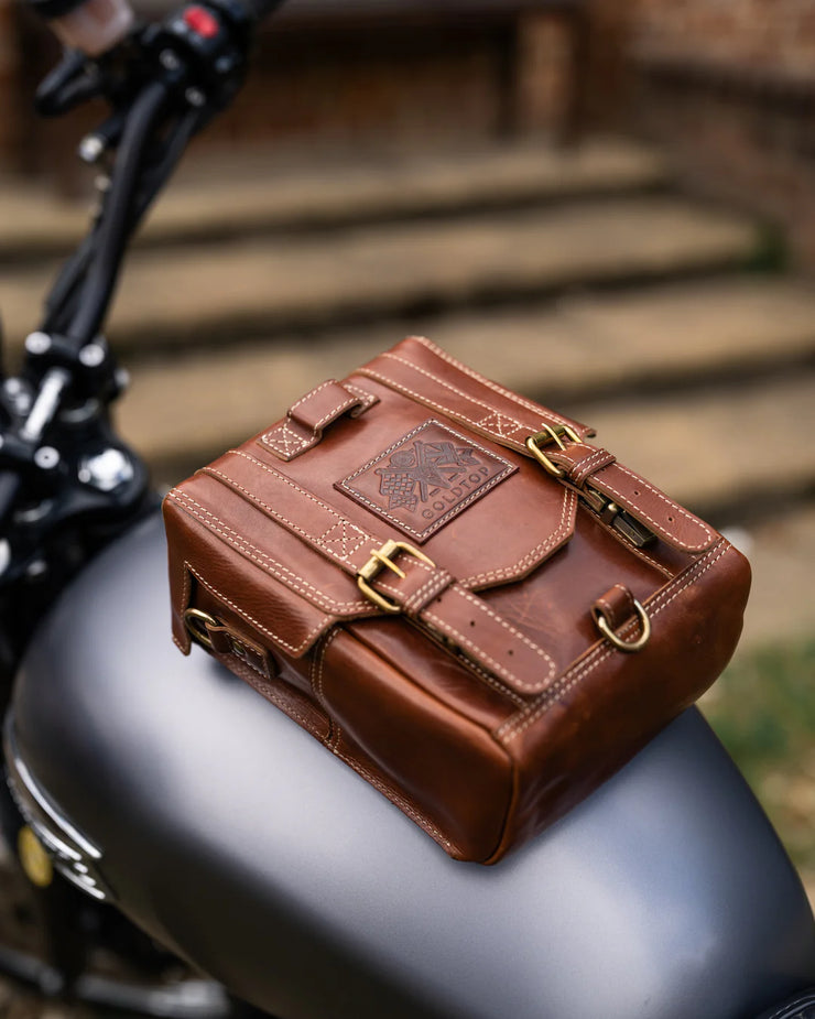 GOLDTOP LEATHER TANK BAG - LARGE - BROWN VEG TANNED