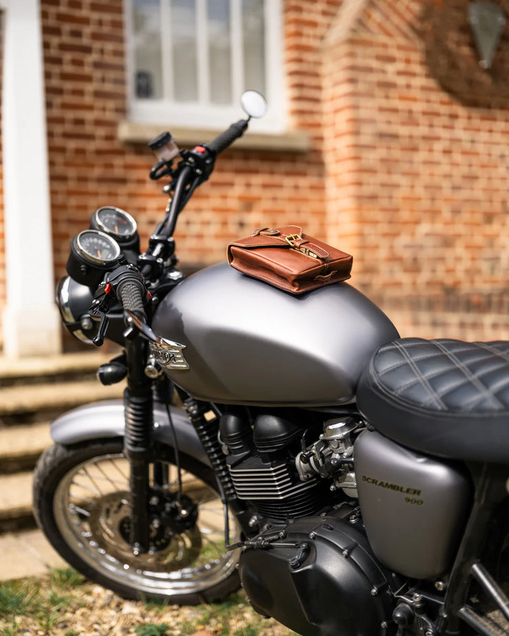 GOLDTOP LEATHER TANK BAG - SMALL - BROWN VEG TANNED