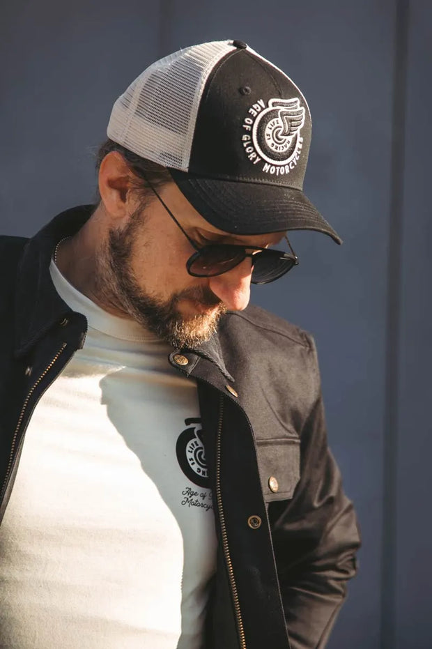 AGE OF GLORY CHAMP TRUCKER CAP - BLACK OFF-WHITE