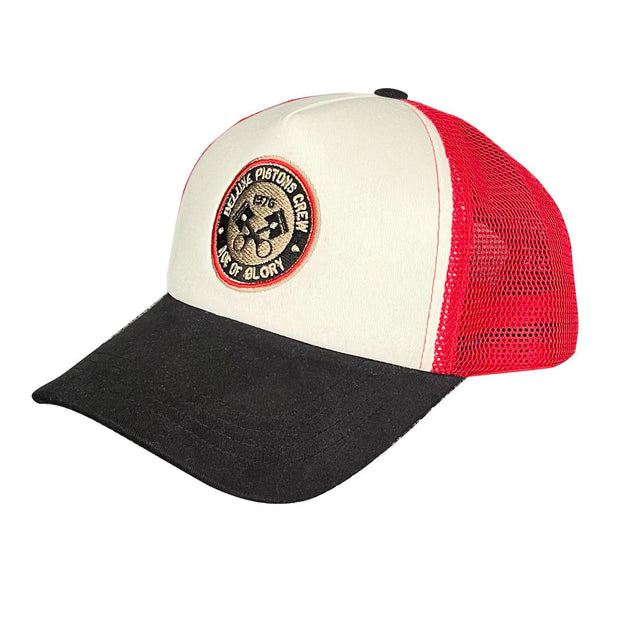 AGE OF GLORY DELUXE PISTONS TRUCKER CAP - BLACK OFF-WHITE RED