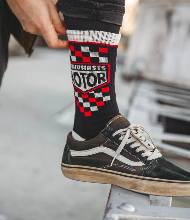 AGE OF GLORY ENTHUSIASTS SOCKS - BLACK RED OFF-WHITE