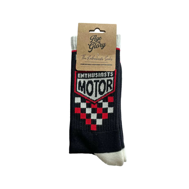 AGE OF GLORY ENTHUSIASTS SOCKS - BLACK RED OFF-WHITE