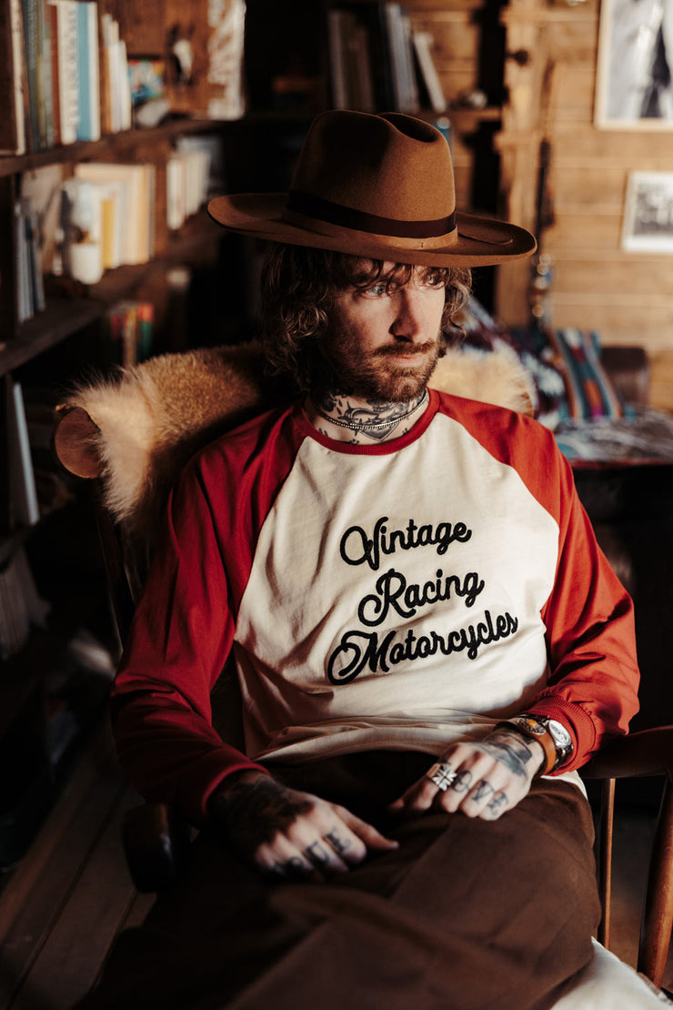 AGE OF GLORY HERITAGE RAGLAN LONG SLEEVE TEE - ECRU / BURGUNDY