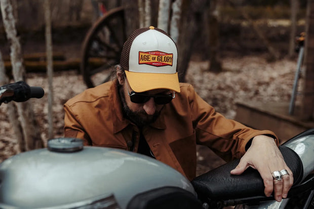 AGE OF GLORY KEEP IT REAL TRUCKER HAT - OFF-WHITE YELLOW