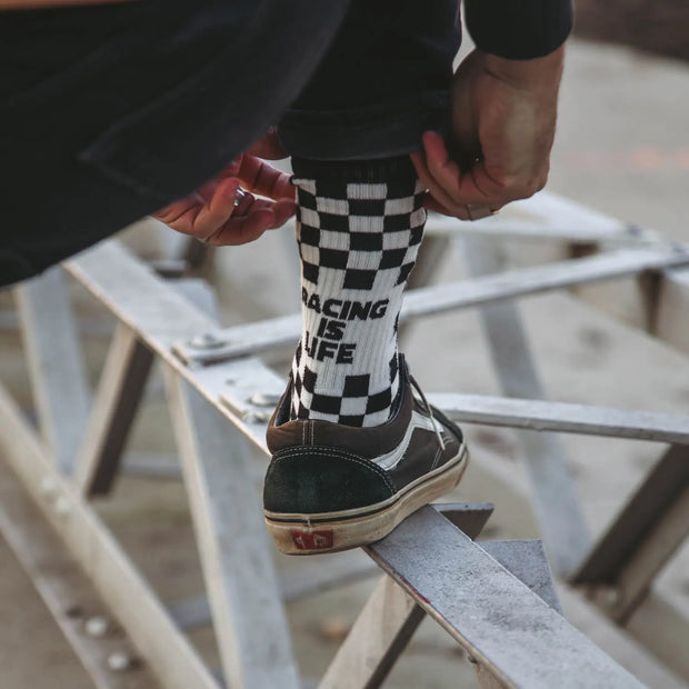 AGE OF GLORY RACING SOCKS - BLACK OFF-WHITE