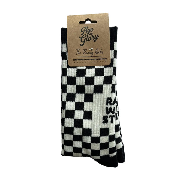 AGE OF GLORY RACING SOCKS - BLACK OFF-WHITE