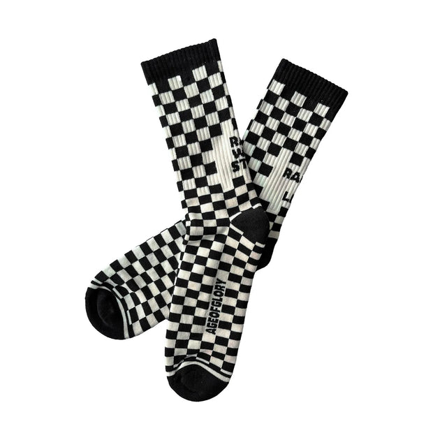 AGE OF GLORY RACING SOCKS - BLACK OFF-WHITE