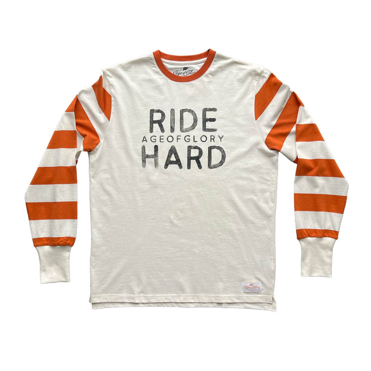 AGE OF GLORY RIDE HARD LONG SLEEVE TEE - ECRU / RUST